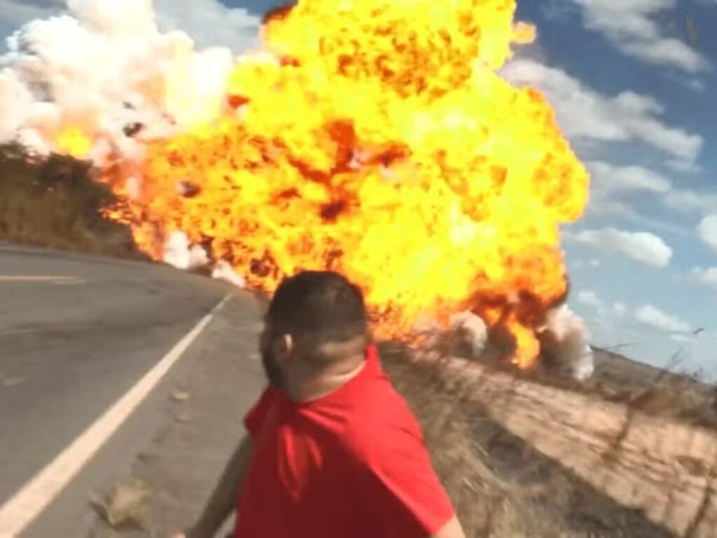 Equipe do SBT sofre queimaduras em explosão de caminhão-tanque