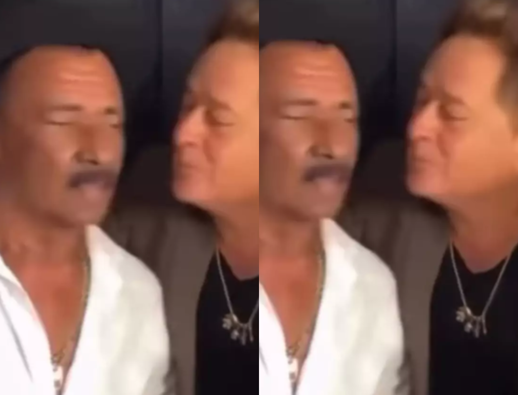 VEJA VÍDEO: Cantor Leonardo beija humorista e recebe reação polêmica