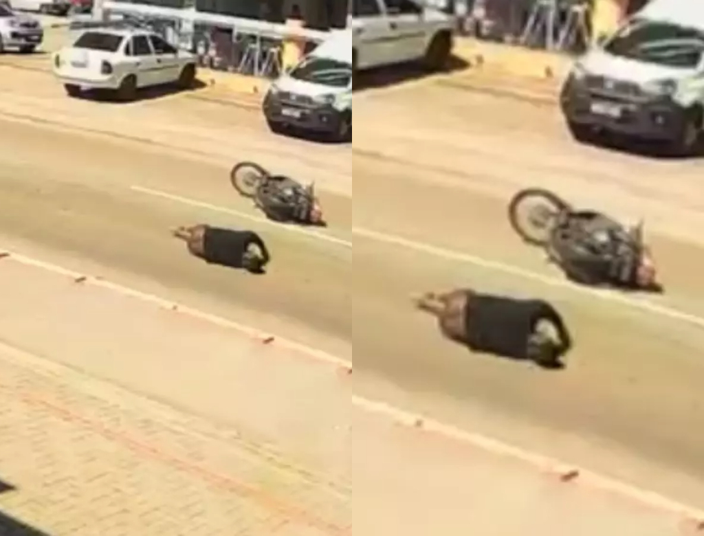 Motociclista rampa em lombada (Foto: Reprodução)