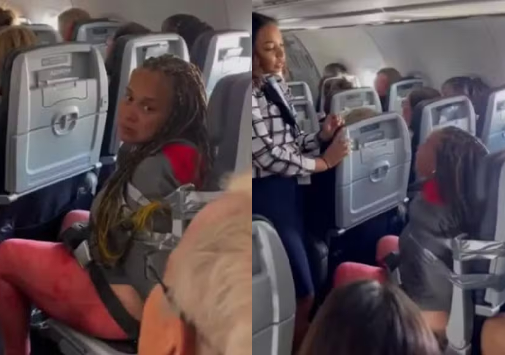 Mulher surta durante voo (Foto: Reprodução)