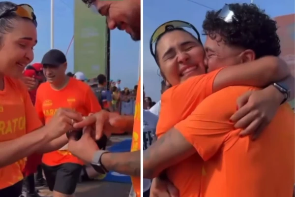Corredor pede namorada em casamento no final de percurso da maratona Salvador; VEJA VÍDEO!