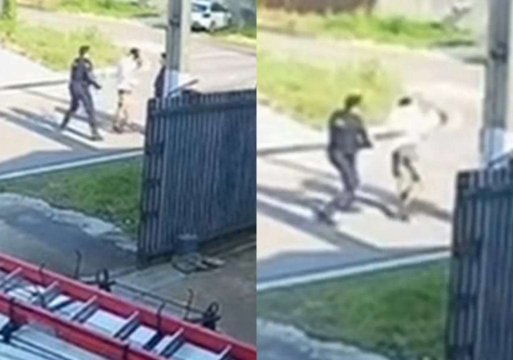 Homem sendo agredido por policiais (Foto: Reprodução)
