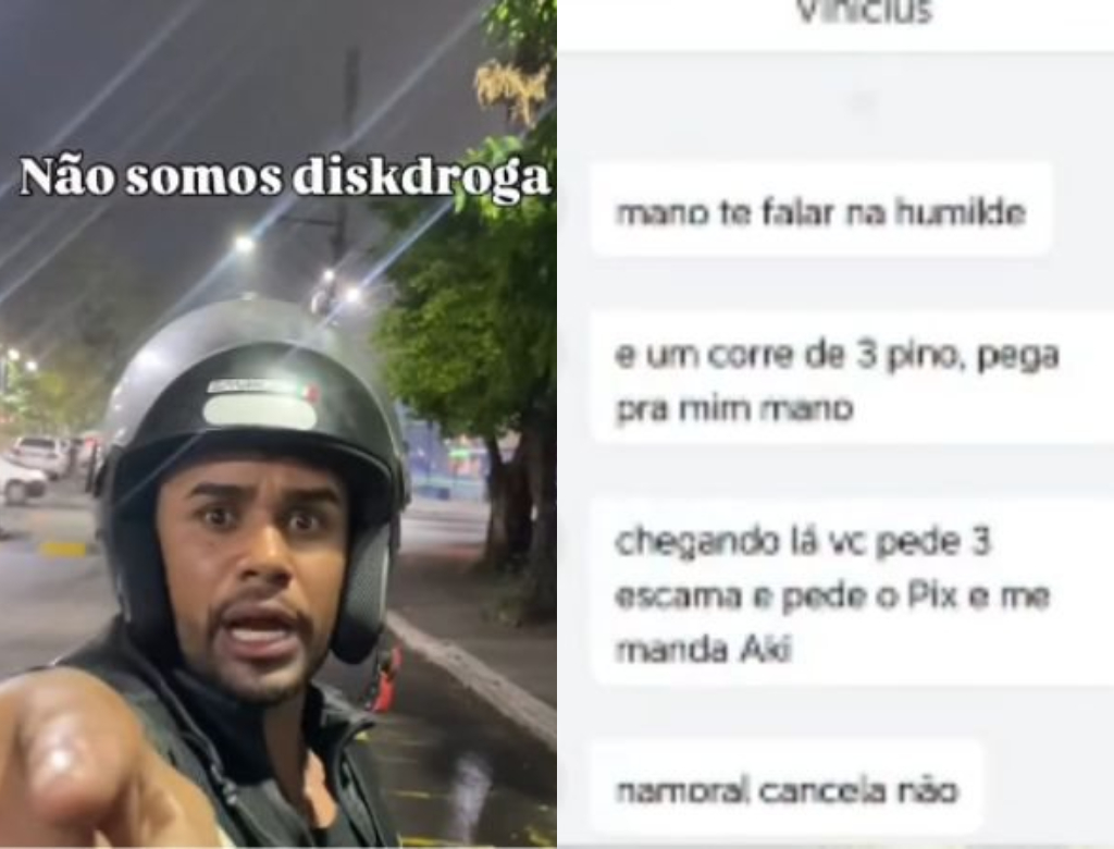 Motoboy recebe pedido de entrega de drogas (Foto: Reprodução)
