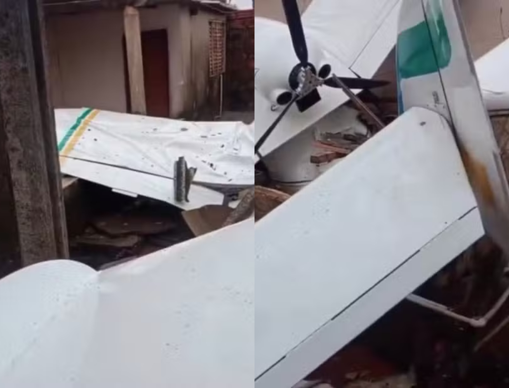 Avião cai em residência (Foto: Reprodução)