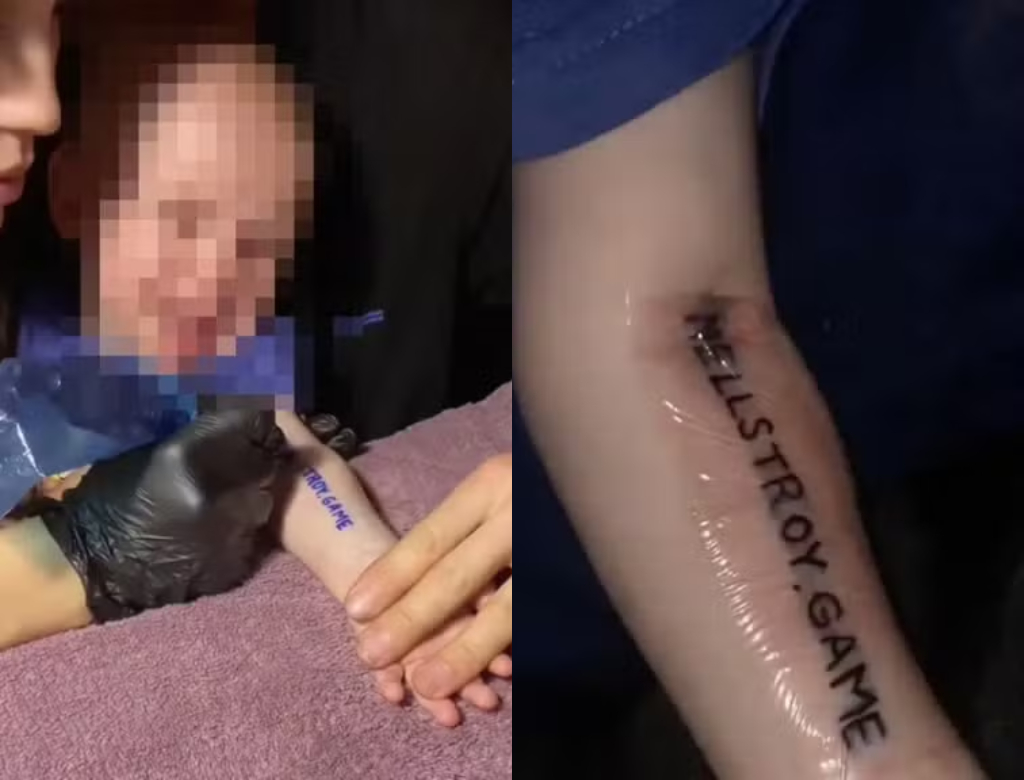 Bebê tem braço tatuado (Foto: Reprodução)