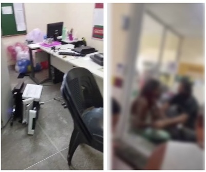 Mulher surta, ameaça funcionários e quebra tudo em posto de saúde; Veja vídeo