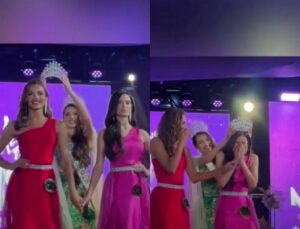 Miss celebra vitória antes do tempo, se confunde com nome da vencedora e viraliza; veja VÍDEO