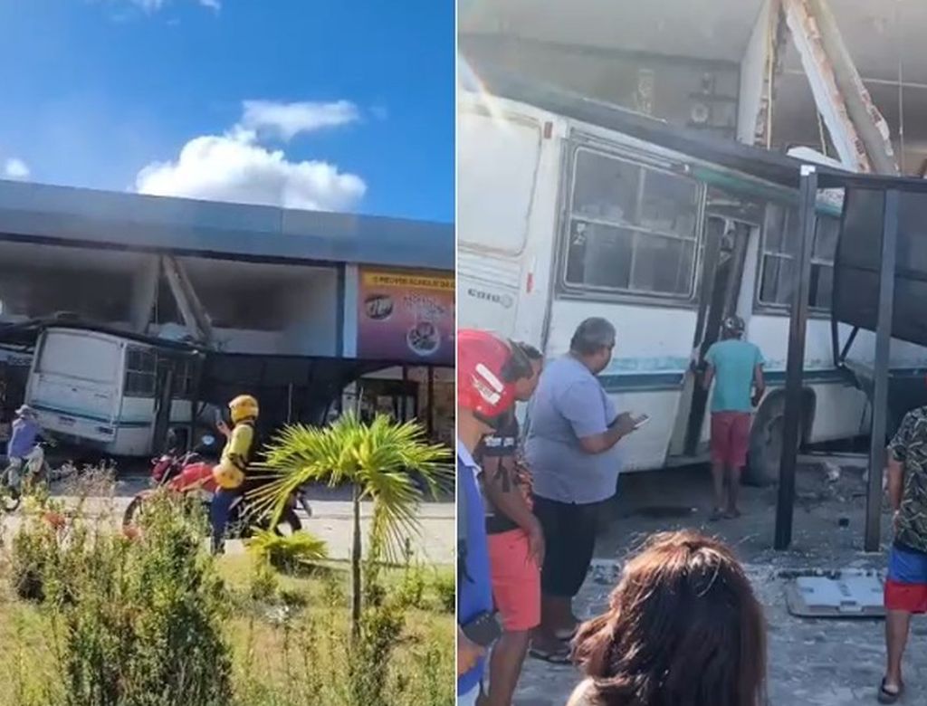 Motorista de ônibus perde controle em rodovia e veículo invade galeria; VEJA VÍDEO