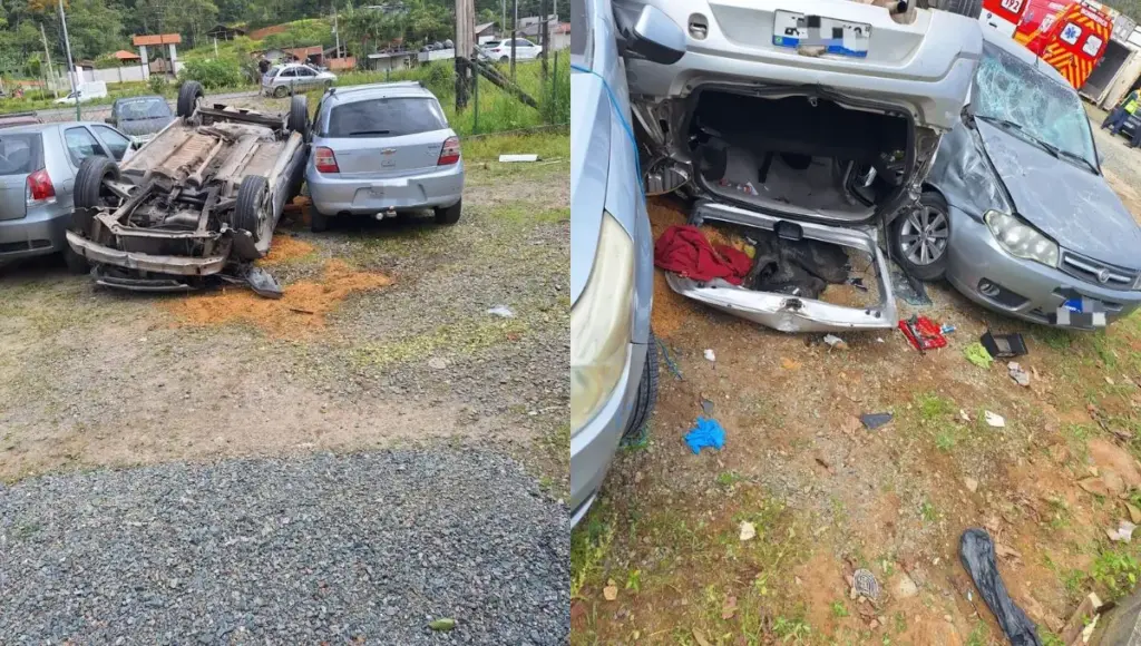 Carro é arremessado para fora da pista após colisão e capota várias vezes; VEJA VÍDEO!