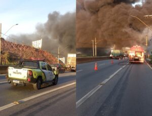 Incêndio atinge galpão de materiais recicláveis e destrói lote; veja VÍDEO