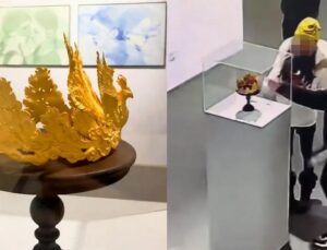 Criança derruba coroa de ouro avaliada em quase R$ 2 milhões em museu; veja VÍDEO