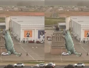 Estátua da Havan despenca durante temporal no RS; Veja VÍDEO