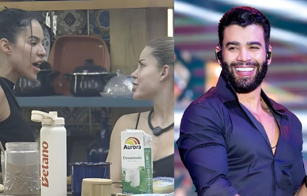 Tamires, Saory e Gusttavo Lima (Foto: Reprodução)