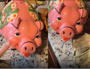 Mulher compra cofrinho em brechó por poucos dólares e encontra quantia alta dentro; saiba quanto