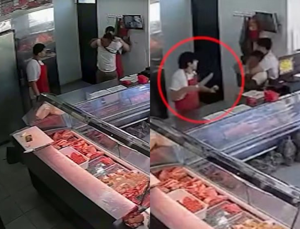 Homem tenta assaltar açougue e acaba imobilizado por açougueiros; veja vídeo