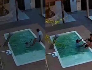 Desesperador! Pai salva os dois filhos de afogamento em piscina; VEJA VÍDEO!