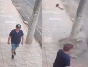 Pedestre consegue escapar de ser atropelado por carro desgovernado; veja VÍDEO