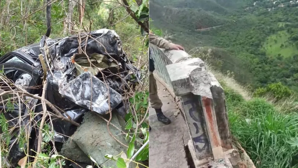 Carro cai de mirante na Serra do Cipó, e homem morre após ser arremessado; VEJA VÍDEO!