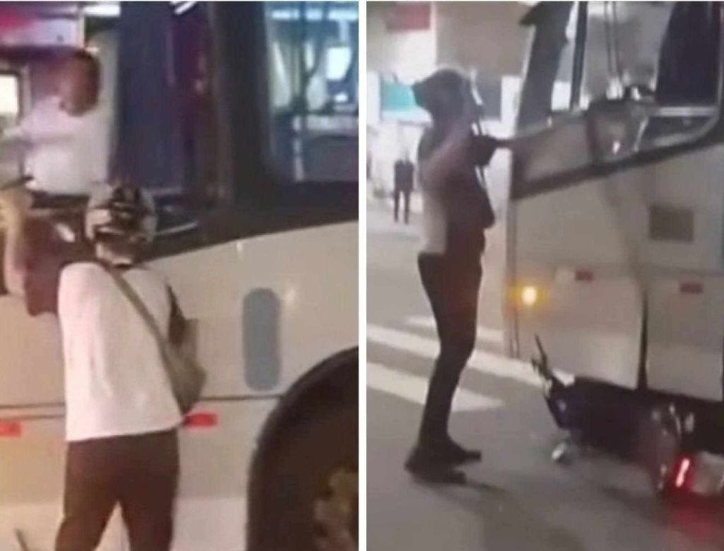Motorista de ônibus arrasta moto após discussão de trânsito; VEJA VÍDEO!