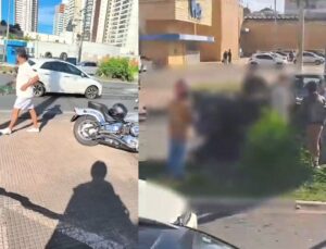 Carro de funerária capota e corpo fica exposto em avenida; veja vídeo