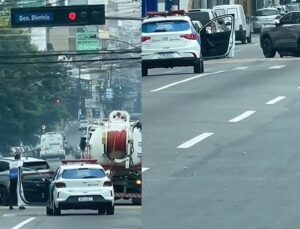 Mulher feita refém em roubo de carro morre após tiroteio entre bandidos e policiais; veja VÍDEO
