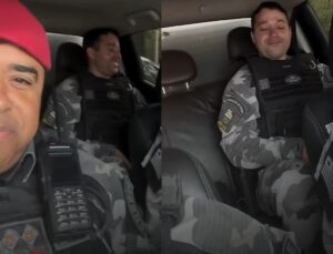 PM usa spray de pimenta em viatura fechada com mais 2 policiais; VEJA VÍDEO