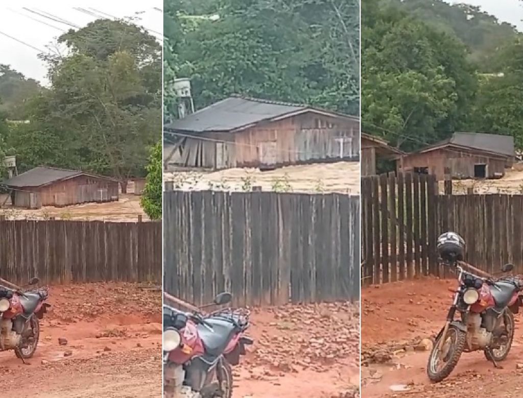 Correnteza arrasta casa durante temporal no Mato Grosso; VEJA VÍDEO!