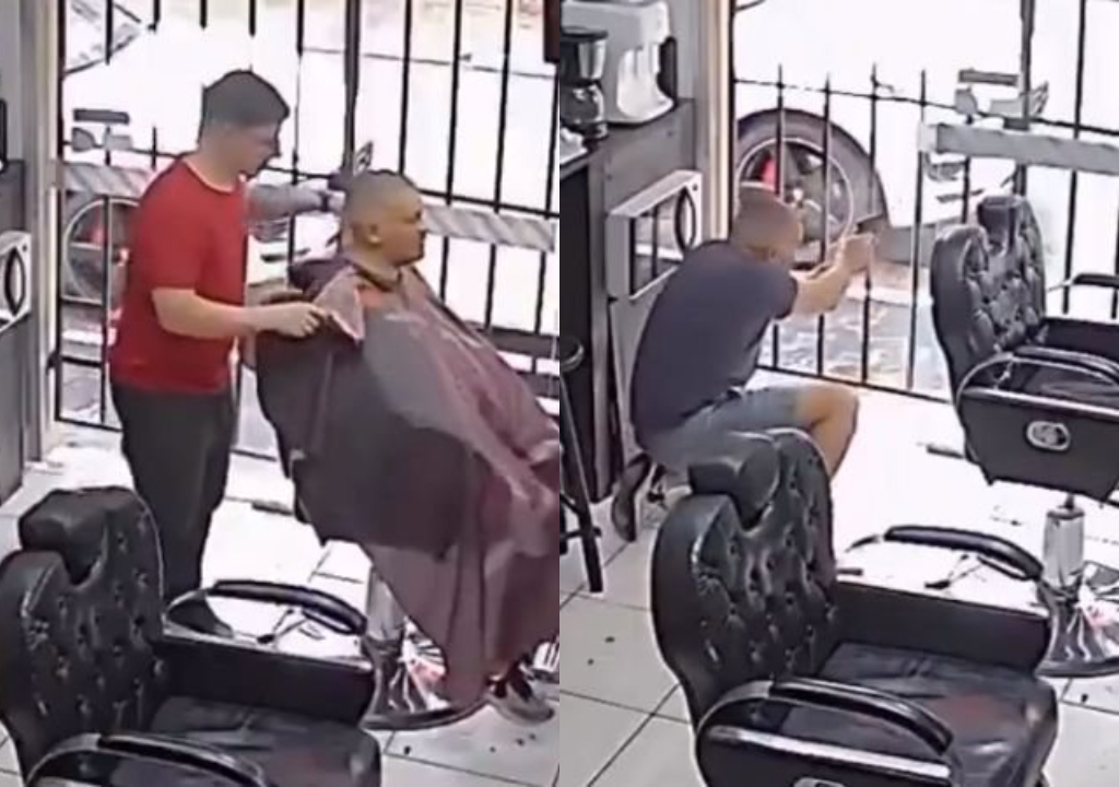 Policial reage a roubo de carro de luxo em porta de barbearia durante folga; veja vídeo