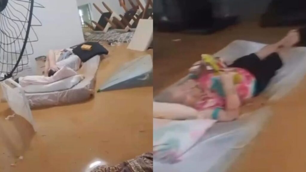 Idosos tentam sobreviver boiando sobre colchão em meio à enchente em MG; VEJA VÍDEO!