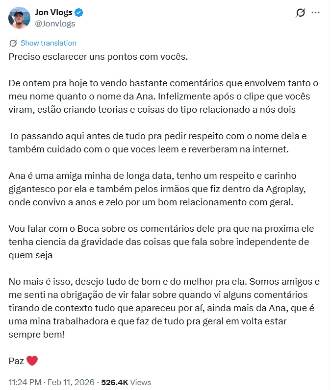 Jon Vlogs (foto Reprodução Redes Sociais)