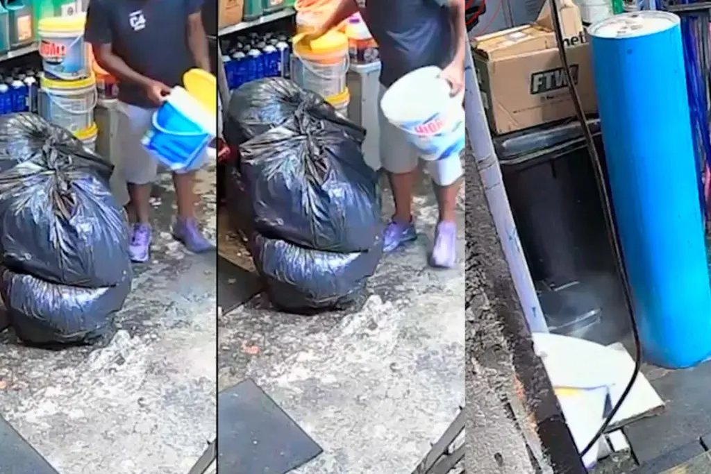 Vídeo mostra homem fazendo mistura de cloro para piscina onde mulher morreu