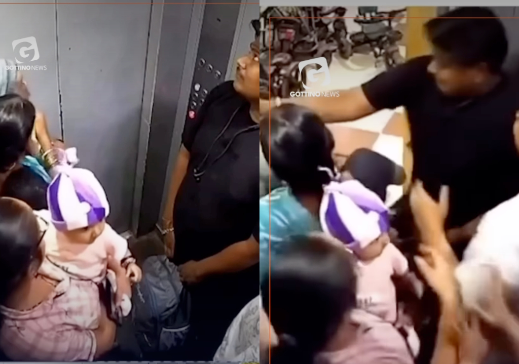 Bebê prende a mão em porta de elevador na Índia; veja vídeo
