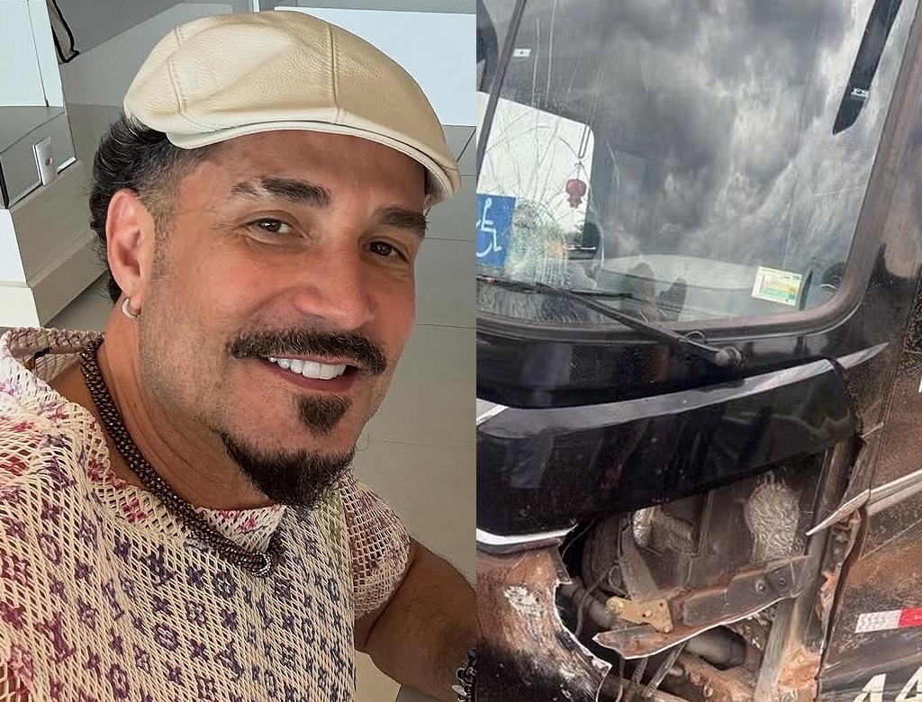 Cantor Latino e equipe sofrem acidente de ônibus em SP; VEJA