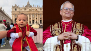 Bebê brasileiro vestido como Papa é abençoado por Papa Leão XIV durante audiência no Vaticano; veja vídeo
