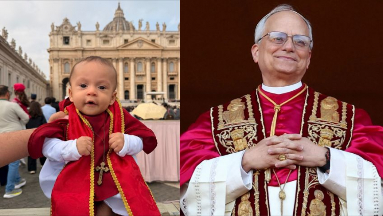 Bebê brasileiro vestido como Papa é abençoado por Papa Leão XIV durante audiência no Vaticano; veja vídeo