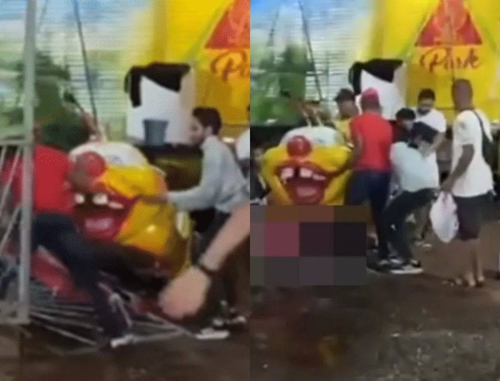 Acidente em brinquedo de parque de diversões deixa um morto e três feridos; veja vídeo