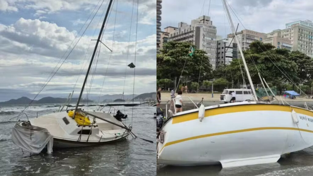 Veleiro vira durante ventania e três pessoas são resgatadas no litoral de SP