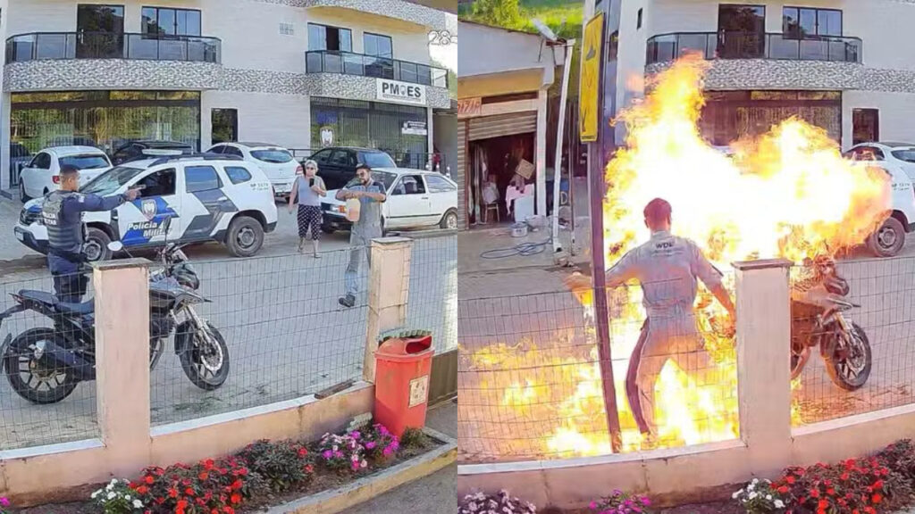 Mulher morre após tentar impedir filho de incendiar moto e pegar fogo; veja vídeo