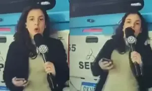 Repórter do SBT é ‘atropelada’ ao vivo por viatura da PM no Rio; VEJA VÍDEO