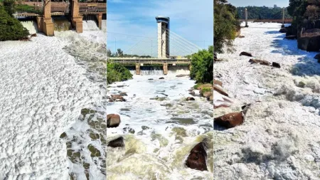Rio Tietê é coberto por espuma tóxica em SP; Veja vídeo!