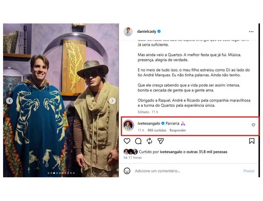 Comentário de Ivete Sangalo (foto Reprodução Redes Sociais)