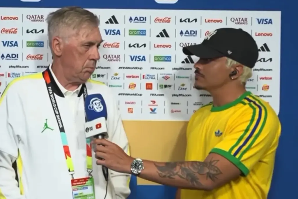 Ancelotti trava ao receber pergunta sobre Endrick e viraliza após coletiva da Seleção; veja vídeo