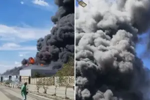 Incêndio em fábrica de palmilhas assusta moradores no interior de Minas; VEJA VÍDEO!