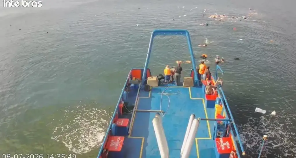 Vídeo registra resgate de passageiros após barco afundar no Paraná