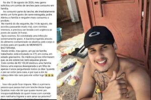 Jovem come combo de lanche, passa 14 dias internado e morre; Saiba detalhes!