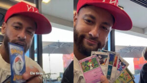 Neymar entra na febre das cartas de Pokémon e faz live abrindo pacotes com o filho