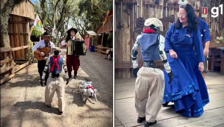 Robô vira gaúcho e causa alvoroço no Acampamento Farroupilha; veja vídeo