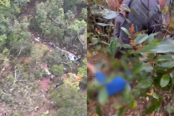 VÍDEO: Helicóptero cai no interior de SP e vítimas conseguem pedir socorro