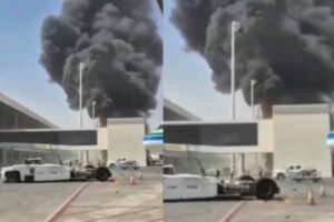 Vídeo mostra míssil atingindo terminal de aeroporto na Arábia Saudita; ataque deixa mortos e feridos