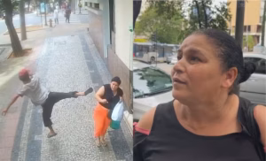 Mulher é atingida por voadora de morador de rua em Belo Horizonte; veja vídeo